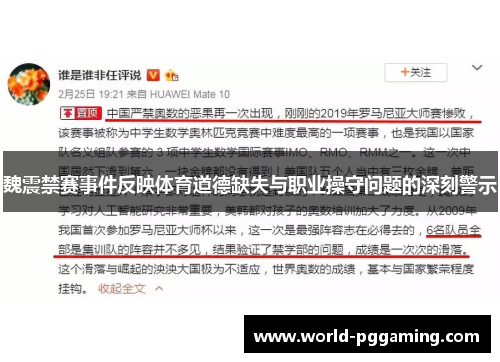 魏震禁赛事件反映体育道德缺失与职业操守问题的深刻警示